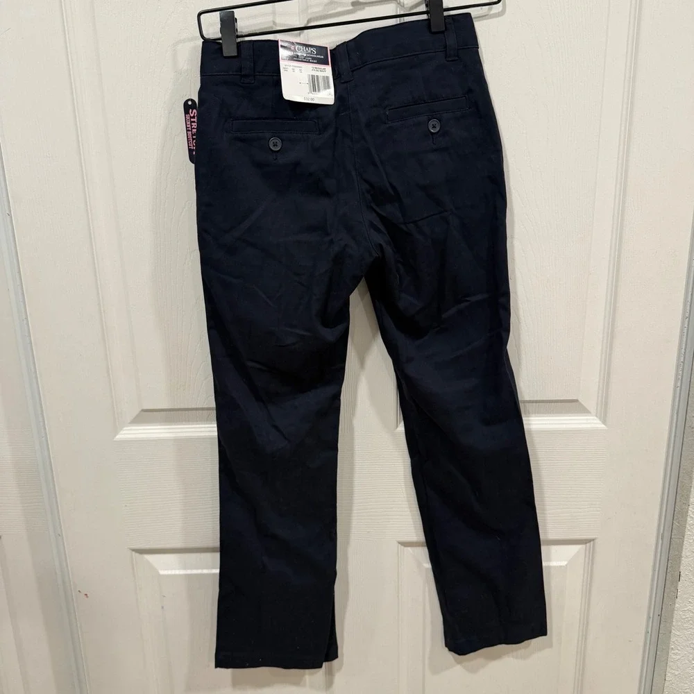 Chaps Boys Navy Blue Stretch Skinny Bootcut School Uniform Pants Size 12 Regular